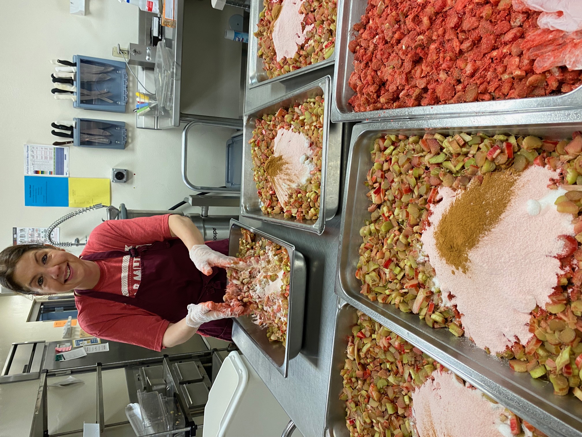 Making rhubarb crisp