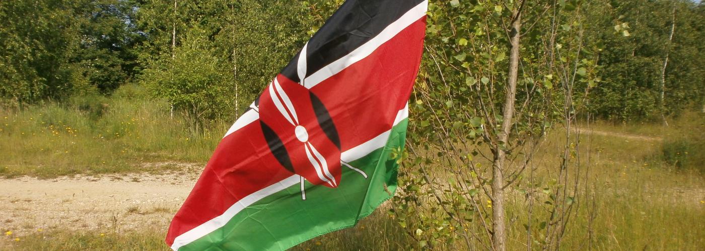 Kenyan flag in field 