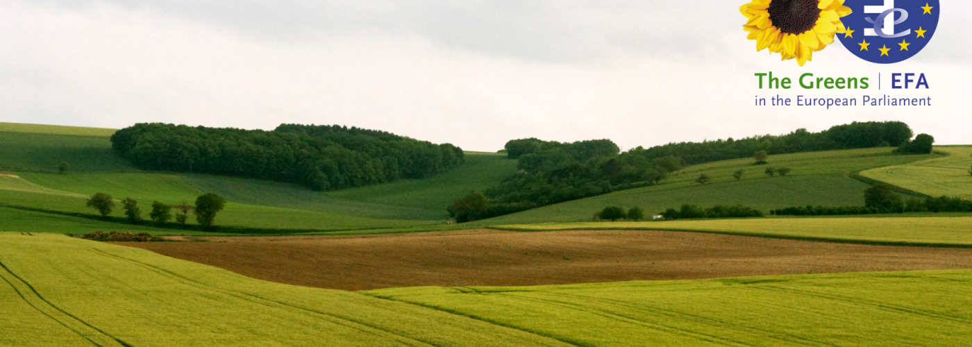 French countryside with EU Greens/EFA logo