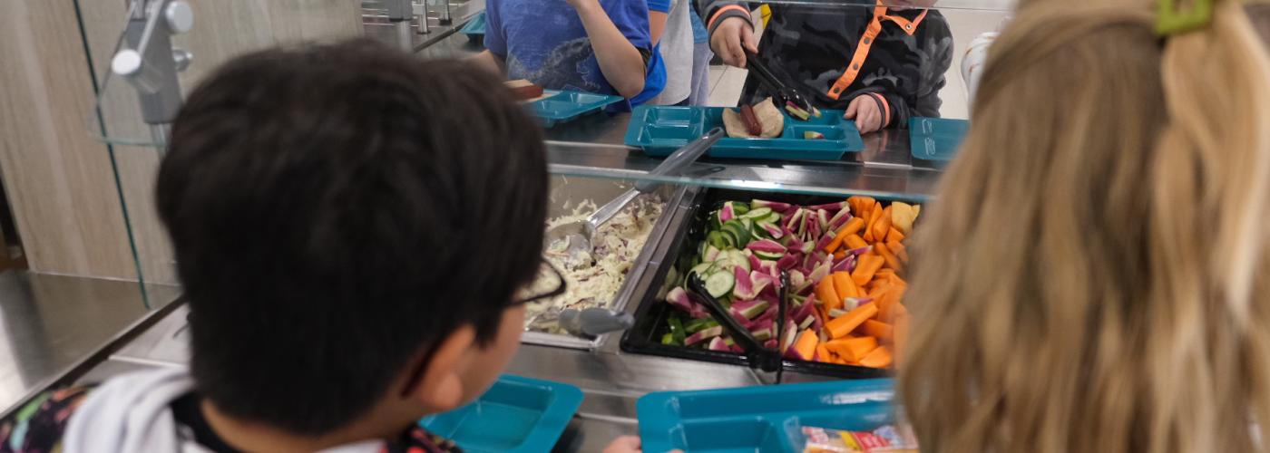 Kids in cafeteria line