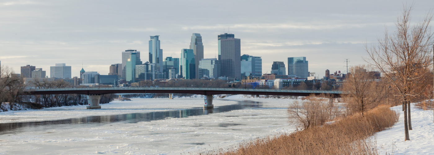 Minneapolis skyline in winter