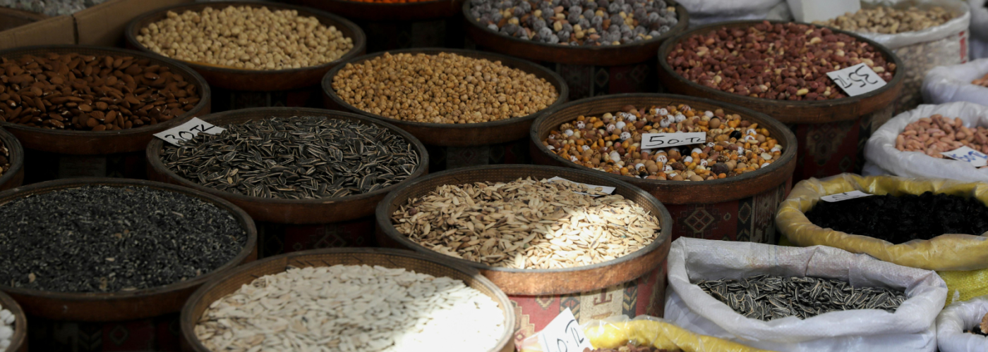 A variety of seeds and grains