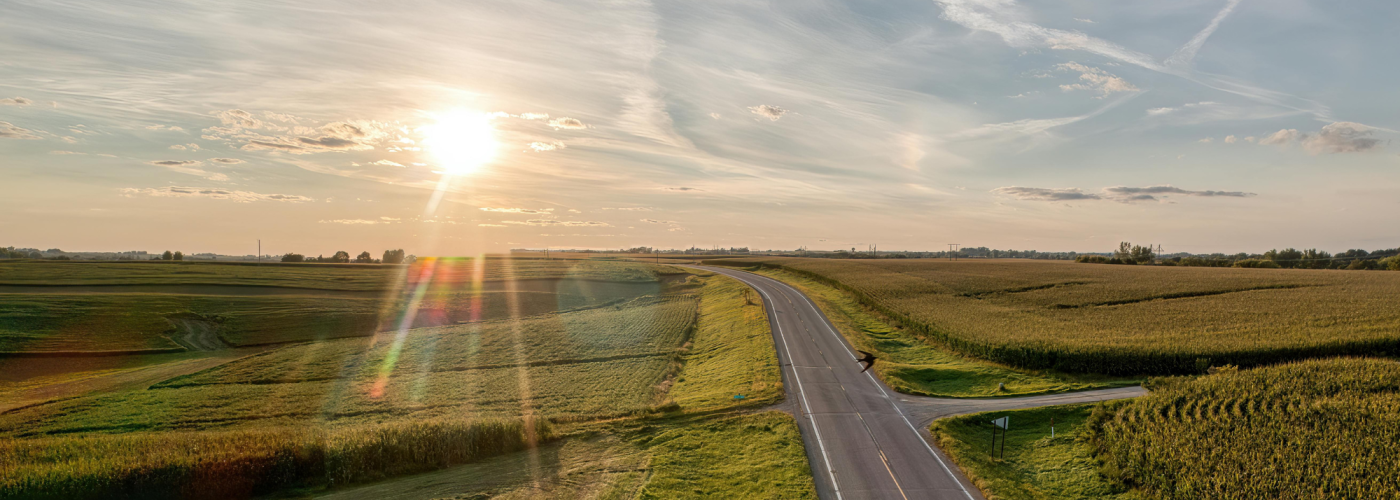 Minnesota farmland and road