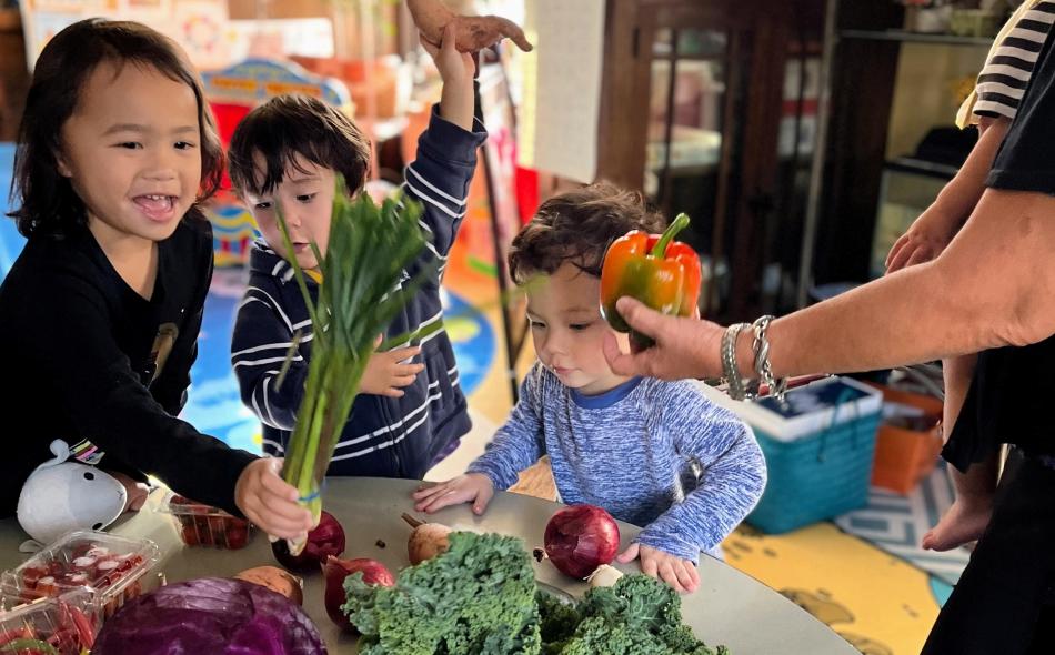 Children receiving vegetables