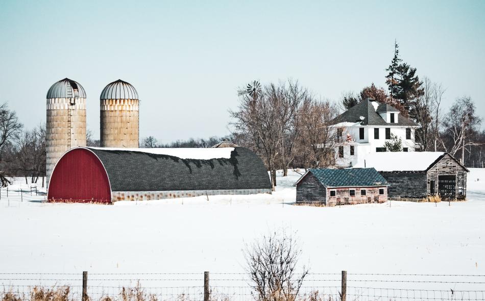 Minnesota farm in winter