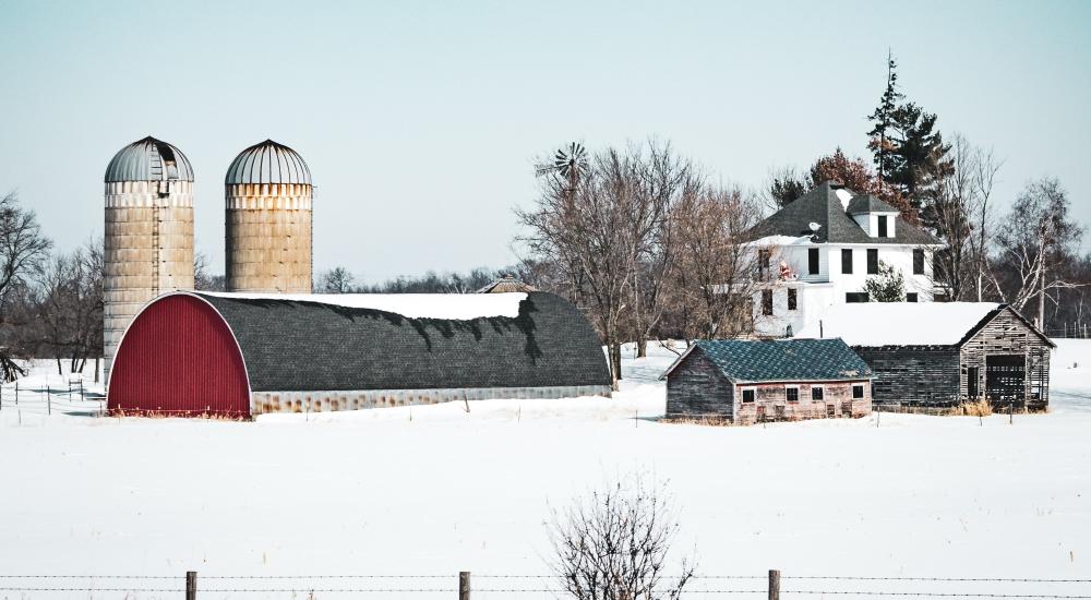 Minnesota farm in winter