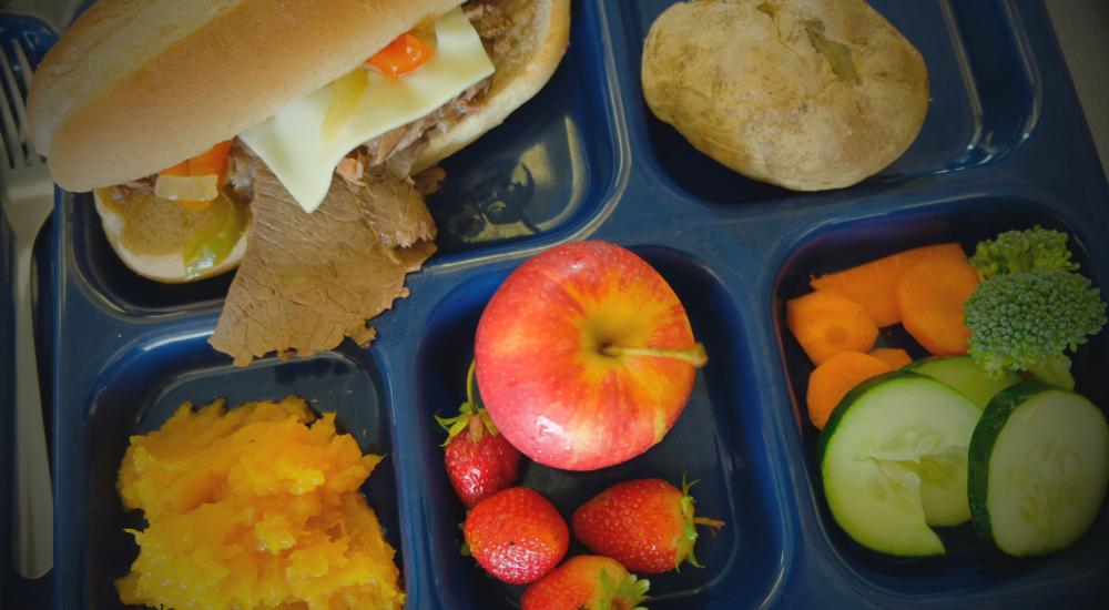 Farm to school tray of food