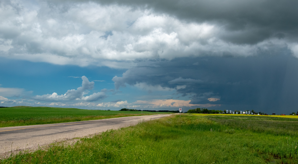 Gathering storm over field