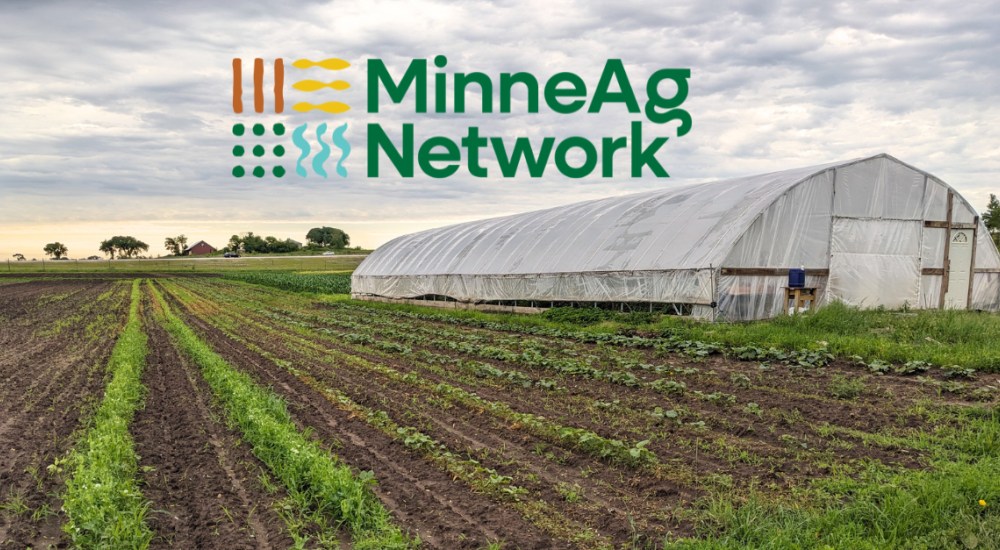 Image of HAFA Farm high tunnel with MinneAg logo