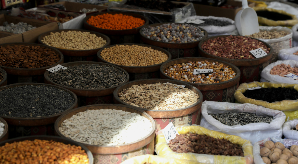 A variety of seeds and grains