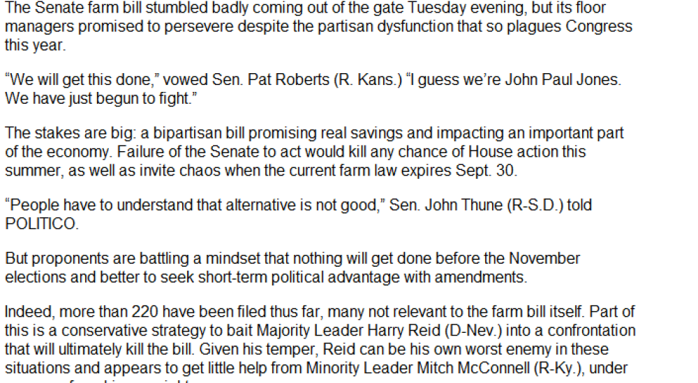 Amendment craziness and the Farm Bill