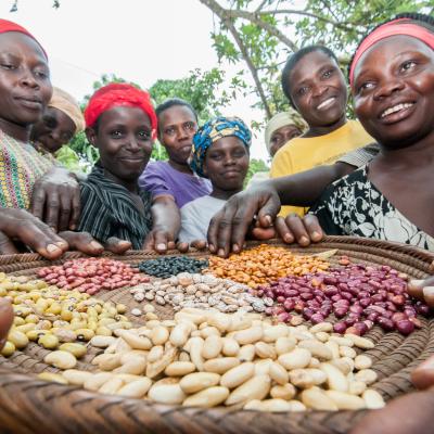 Women display a diversity of beans