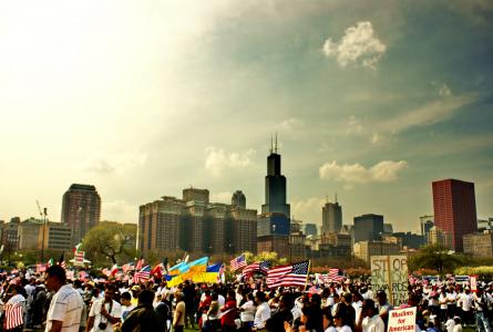 Marchers in Grant Park on May Day