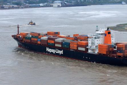 Container ship on the Mississippi