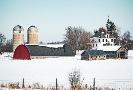 Minnesota farm in winter