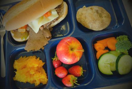 Farm to school tray of food