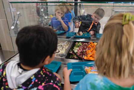 Kids in cafeteria line