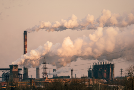 Smokestacks spewing pollution