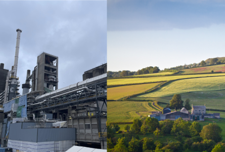  Carbon capture installation at the Heidelberg cement factory, Brevik, Norway, photo by Putthekettleon. Next to image of farm.