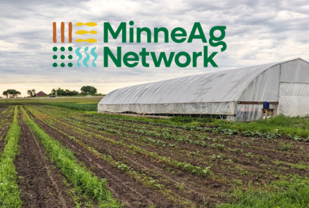 Image of HAFA Farm high tunnel with MinneAg logo