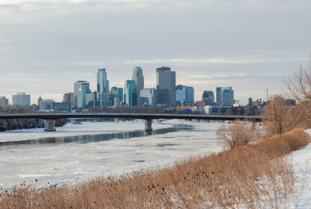 Minneapolis skyline in winter
